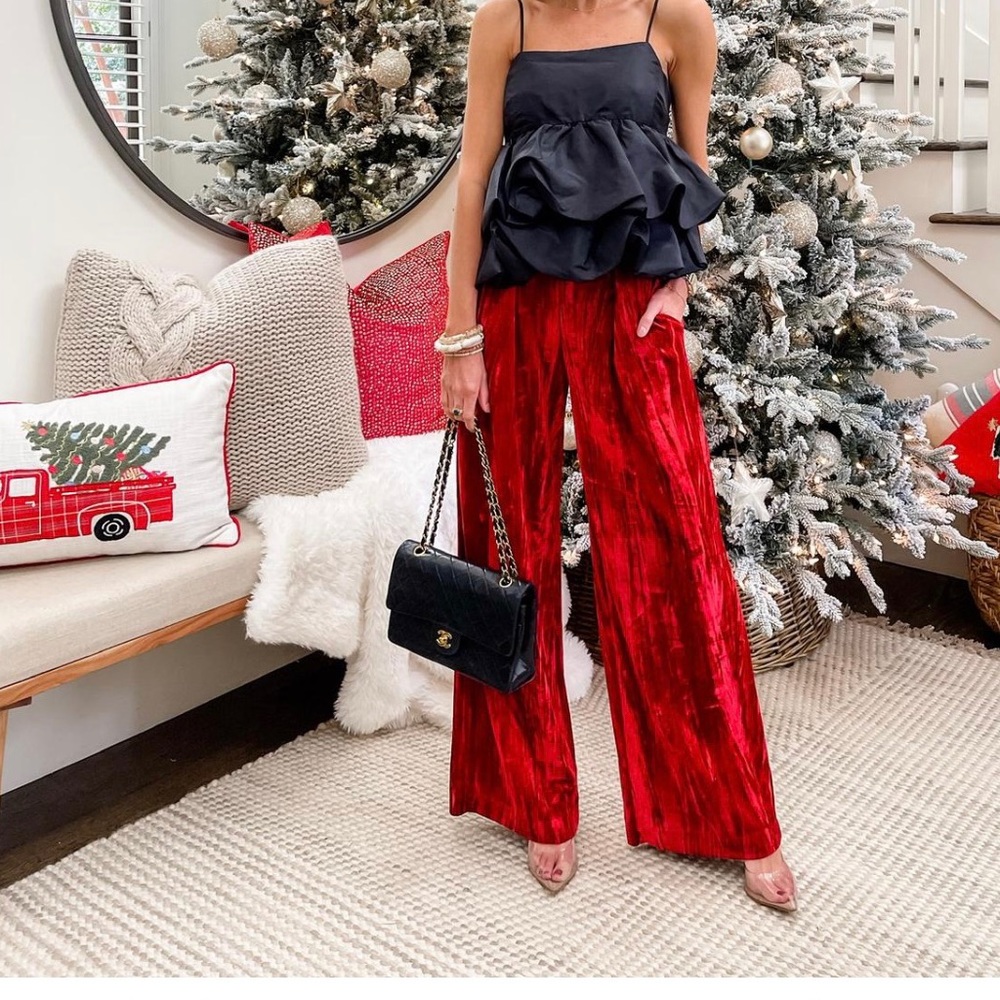 A New Day Red Velvet Pants SZ L